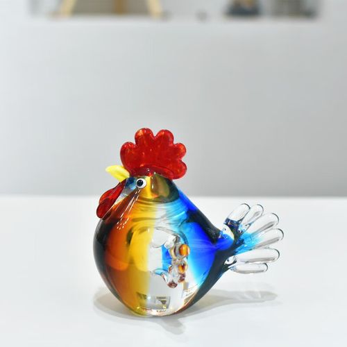 流光溢彩，啼鳴生趣——創意琉璃玻璃水晶小公雞母雞擺件